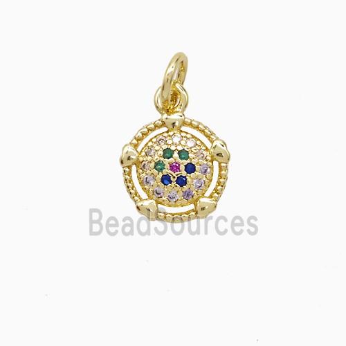 Copper Tortoise Pendant Pave Zirconia 18K Gold Plated