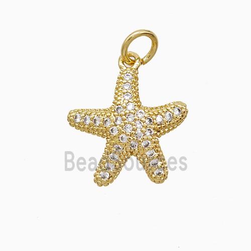 Copper Star Fish Pendant Pave Zirconia 18K Gold Plated