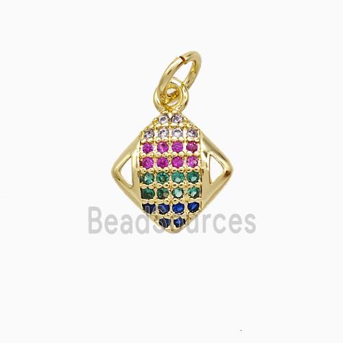 Copper Square Pendant Pave Zirconia 18K Gold Plated