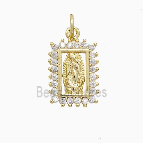 Copper Jesus Pendant Pave Zirconia 18K Gold Plated