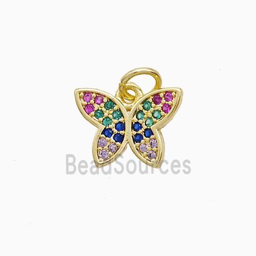 Copper Butterfly Pendant Pave Multicolor Zirconia 18K Gold Plated