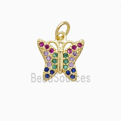 Copper Butterfly Pendant Pave Multicolor Zirconia 18K Gold Plated
