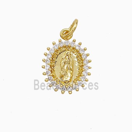 Copper Jesus Pendant Pave Zirconia 18K Gold Plated