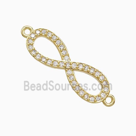 Copper Infinity Connector Pave Zirconia 18K Gold Plated