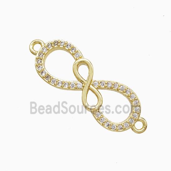 Copper Infinity Connector Pave Zirconia 18K Gold Plated