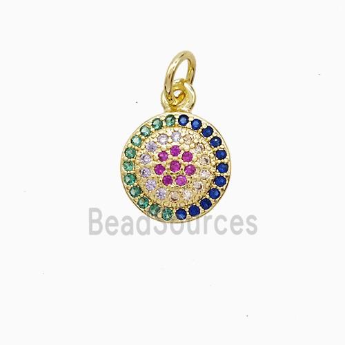 Copper Circle Pendant Pave Multicolor 18K Gold Plated