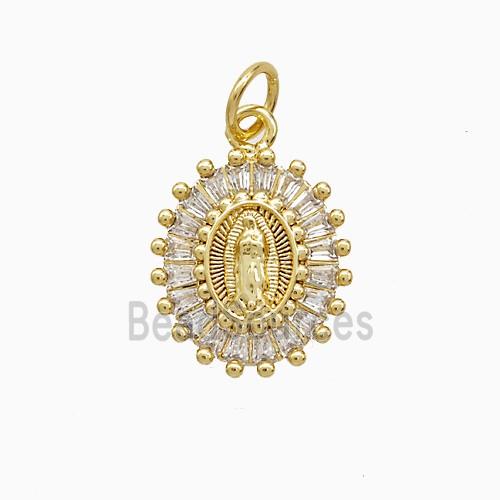 Copper Jesus Pendant Pave Zirconia 18K Gold Plated