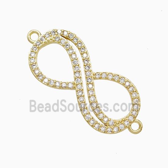 Copper Infinity Connector Pave Zirconia 18K Gold Plated