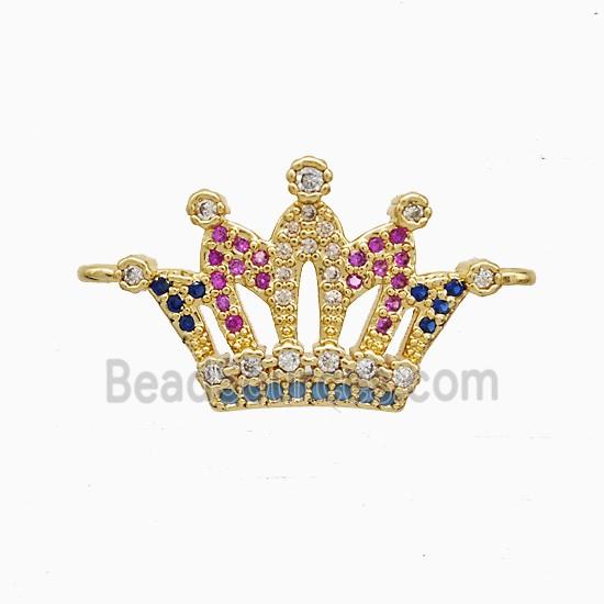 Copper Crown Connector Pave Multicolor Zirconia 18K Gold Plated