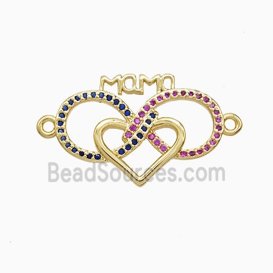 Copper Infinity Heart Pave Zirconia Mama 18K Gold Plated