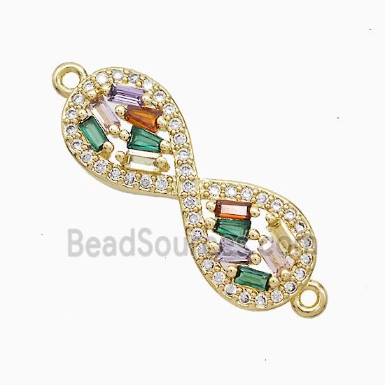 Copper Infinity Connector Pave Zirconia 18K Gold Plated