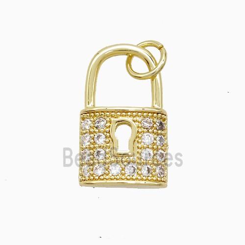 Copper Lock Pendant Pave Zirconia 18K Gold Plated