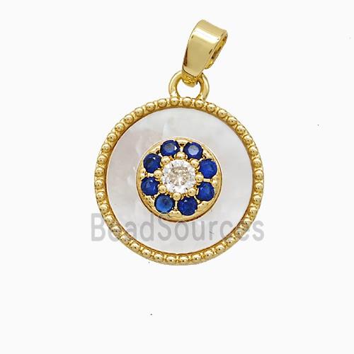 Copper Flower Pendant Pave Zirconia Shell 18K Gold Plated