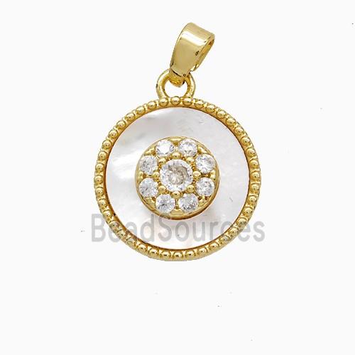 Copper Flower Pendant Pave Zirconia Shell 18K Gold Plated
