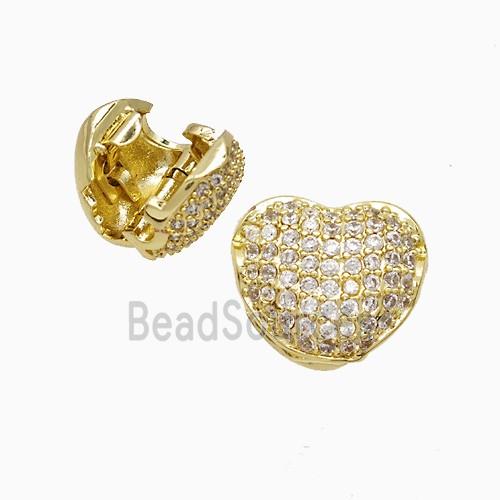 Copper Heart Beads Pave Zirconia 18K Gold Plated