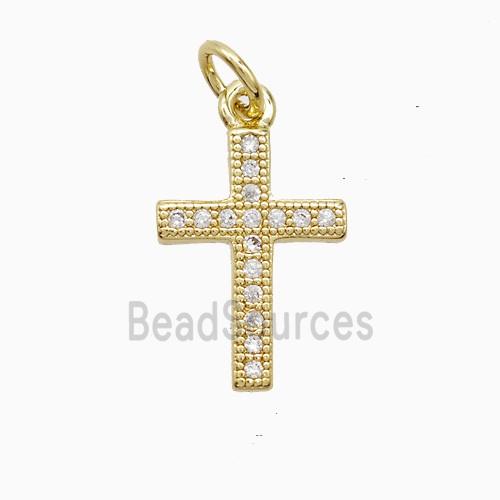 Copper Cross Pendant Pave Zirconia 18K Gold Plated