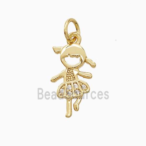 Copper Kids Girls Pendant Pave Zirconia 18K Gold Plated