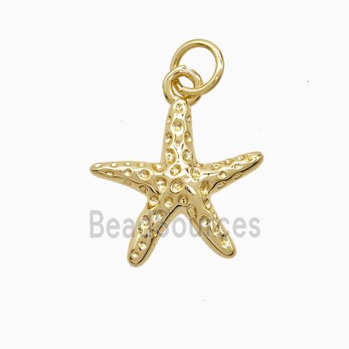 Copper Starfish Pendant Hammered 18K Gold Plated