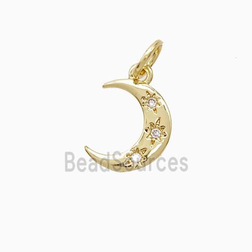 Copper Moon Pendant Pave Zirconia 18K Gold Plated