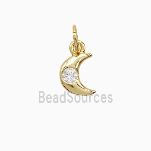 Copper Moon Pendant Pave Zirconia 18K Gold Plated