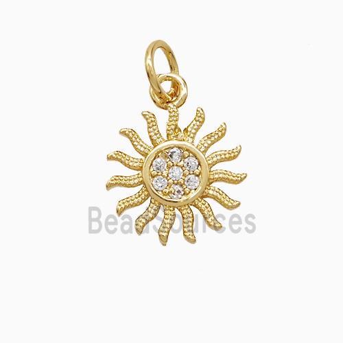 Copper Sun Pendant Pave Zirconia 18K Gold Plated