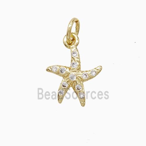 Copper Starfish Pendant Pave Zirconia 18K Gold Plated