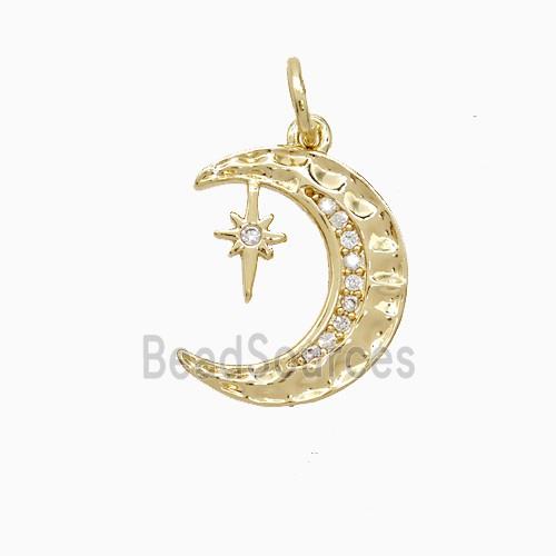 Copper Moon Star Pendant Pave Zirconia 18K Gold Plated