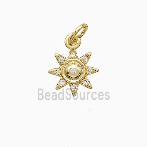 Copper Sun Pendant Pave Zirconia 18K Gold Plated