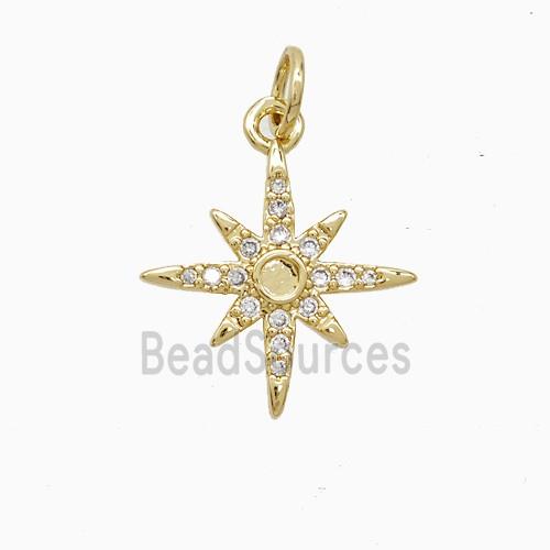 Copper Star Pendant Pave Zirconia 18K Gold Plated