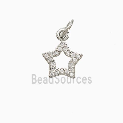 Copper Star Pendant Pave Zirconia Platinum Plated