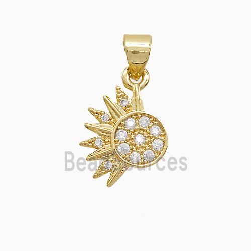 Copper Sun Pendant Pave Zirconia 18K Gold Plated