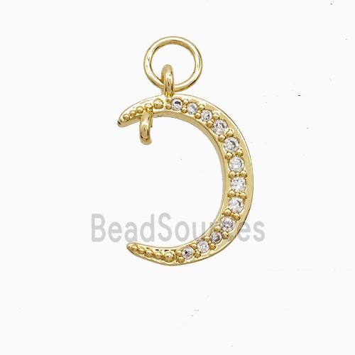 Copper Moon Pendant Pave Zirconia 18K Gold Plated
