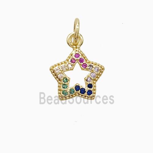Copper Star Pendant Pave Multicolor Zirconia 18K Gold Plated