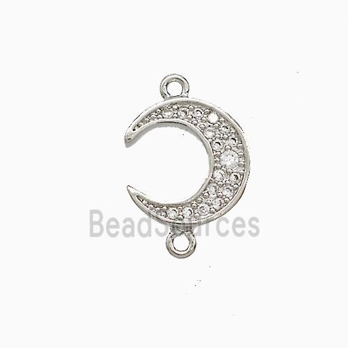 Copper Moon Connector Pave Zircon Platinum Plated