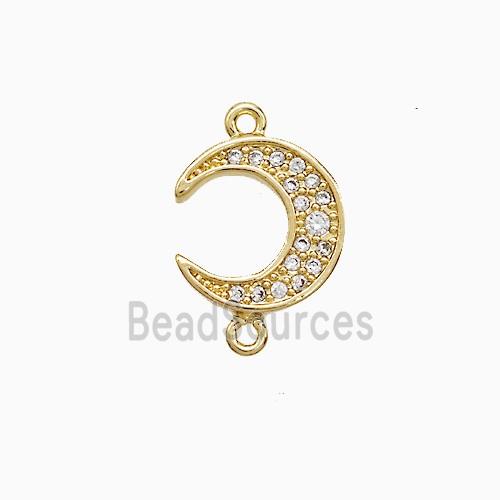 Copper Moon Connector Pave Zircon 18K Gold Plated