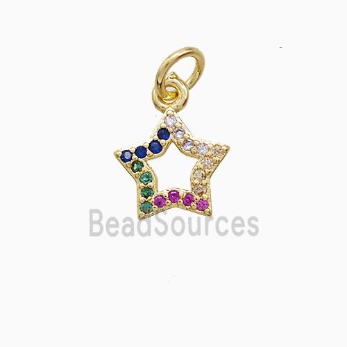 Copper Star Pendant Pave Multicolor Zirconia 18K Gold Plated