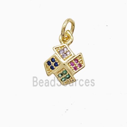 Copper Windmill Pendant Pave Multicolor Zirconia 18K Gold Plated