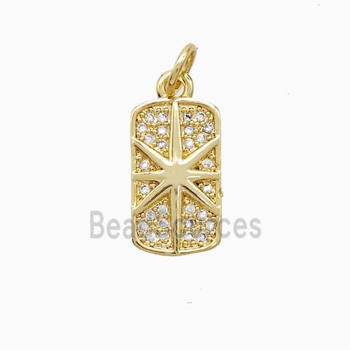 Copper Northstar Pendant Pave Zirconia Rectangle 18K Gold Plated