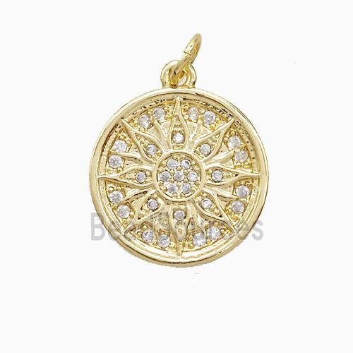 Copper Sun Pendant Pave Zirconia 18K Gold Plated
