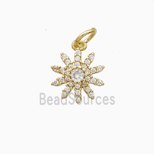 Copper Sun Pendant Pave Zirconia 18K Gold Plated