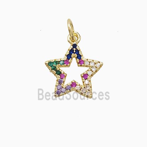 Copper Star Pendant Pave Multicolor Zirconia 18K Gold Plated
