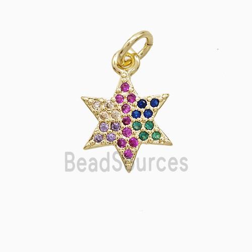 Copper Star Pendant Pave Multicolor Zirconia 18K Gold Plated