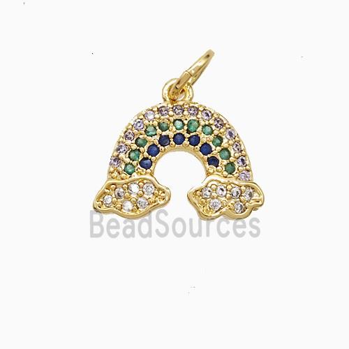 Copper Rainbow Pendant Pave Multicolor Zirconia 18K Gold Plated