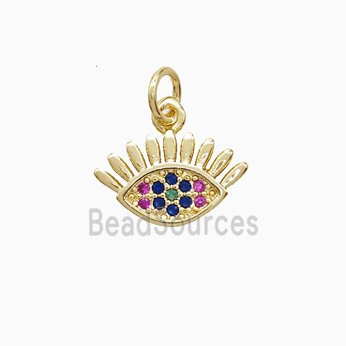 Copper Eye Pendant Pave Multicolor Zirconia 18K Gold Plated