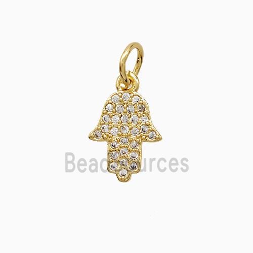 Copper Hamsahand Pendant Pave Zirconia 18K Gold Plated