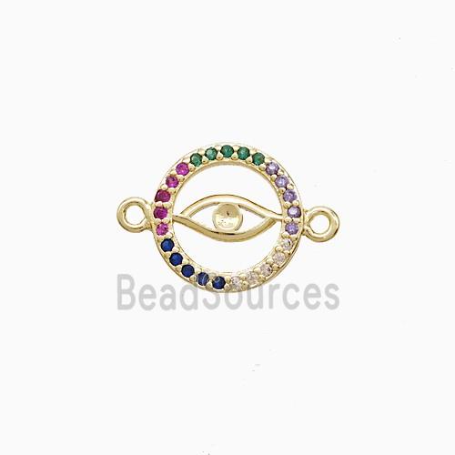 Copper Eye Connector Pave Multicolor Zirconia 18K Gold Plated