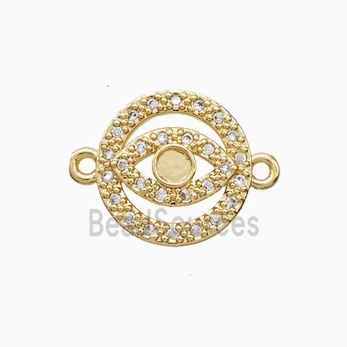 Copper Eye Connector Pave Zirconia 18K Gold Plated