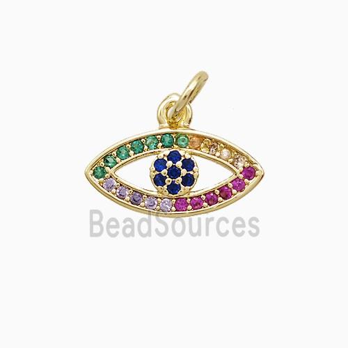 Copper Eye Pendant Pave Multicolor Zirconia 18K Gold Plated