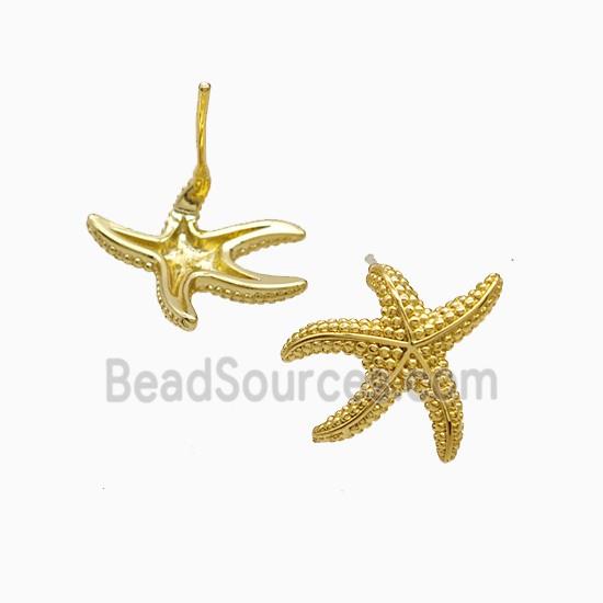 Copper Starfish Stud Earrings 18K Gold Plated
