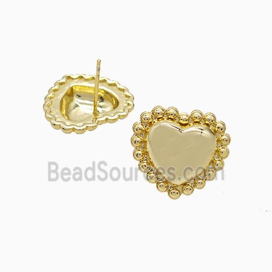 Copper Heart Stud Earrings 18K Gold Plated
